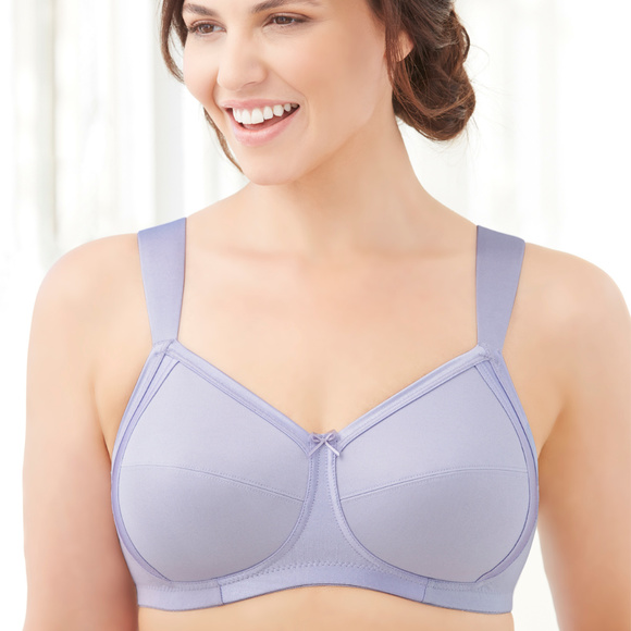 Glamorise 40D Bra ~Seamless-X-WIDE-Straps~ (Side Support Too!) 35% Cotton Purple - Picture 6 of 15